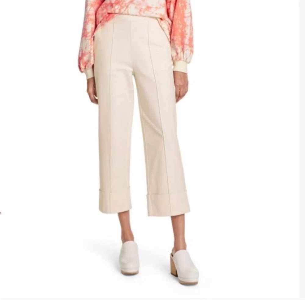 Rachel Comey x Target off white wide leg cuffed cropped pant high waist Size 6